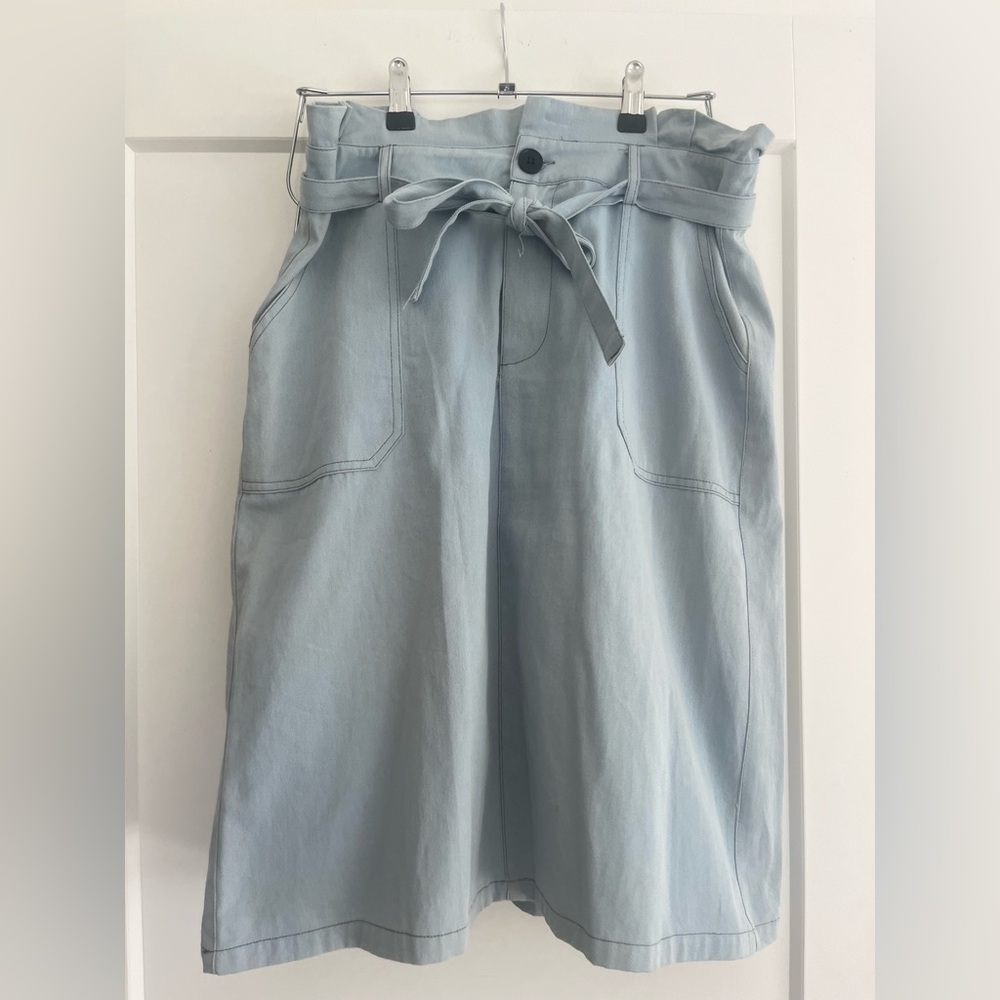 Bohme light blue tie waist skirt